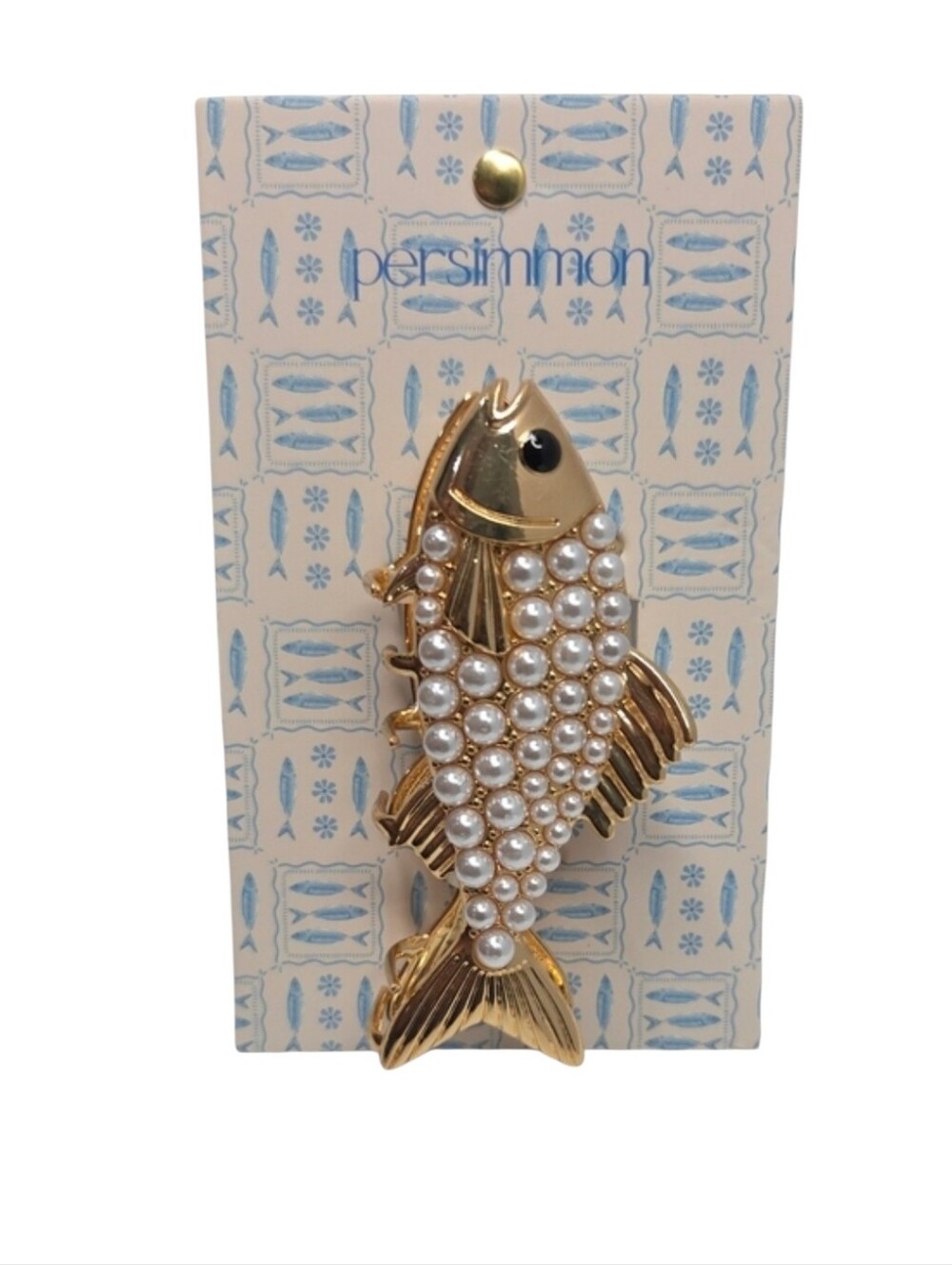 💛▪️Persimmon ▪️Gold Pearl-Accented Fish  Hair Clip